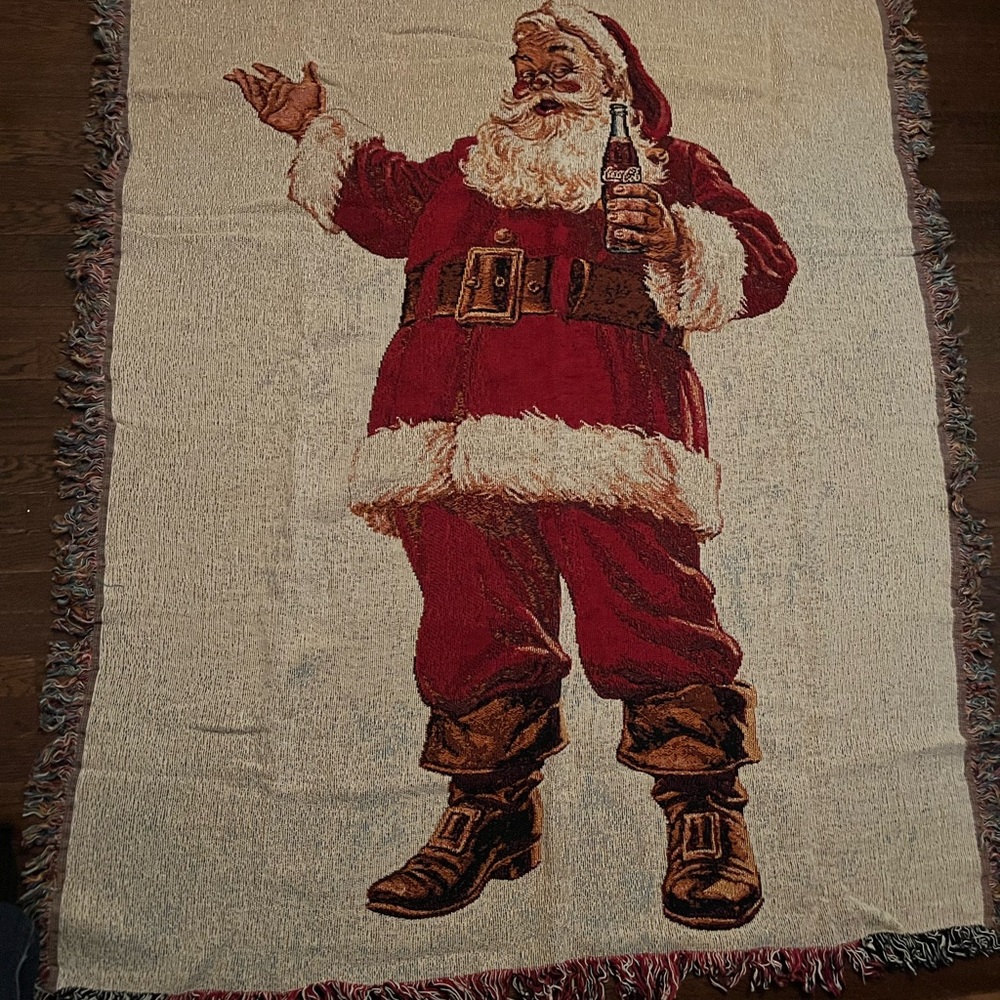 Coke Santa Coca-Cola Tapestry Throw and Pillow